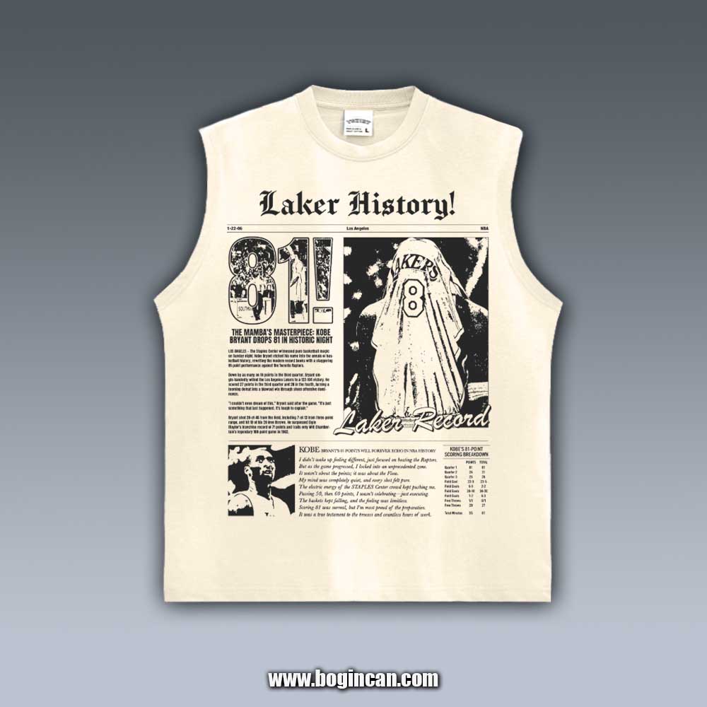 VINTAGE TANK TOP | KOBE BRYANT 81 POINTS 8.29