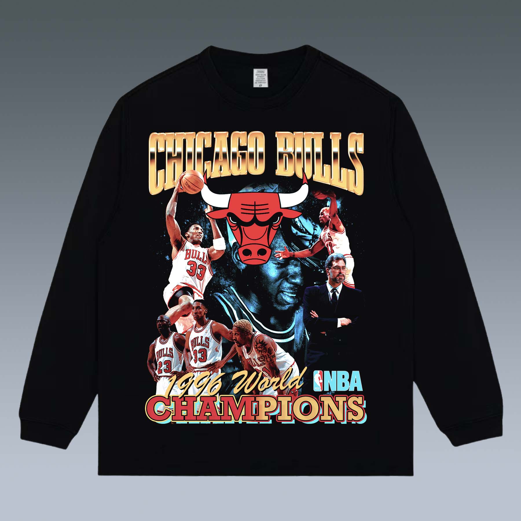 VINTAGE LONG SLEEVE TEE | MICHAEL JORDAN& CHICAGO BULLS