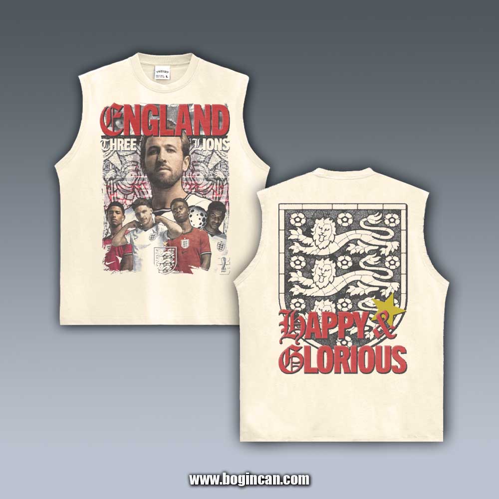 VINTAGE TANK TOP | ENGLAND WC26 THREE LIONS 6.8